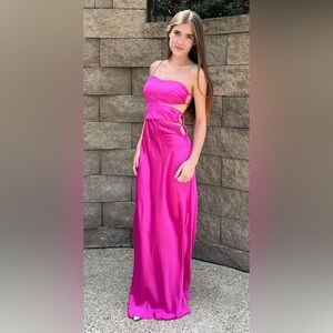 Runaway The Label Cut Out Maxi Satin Dress